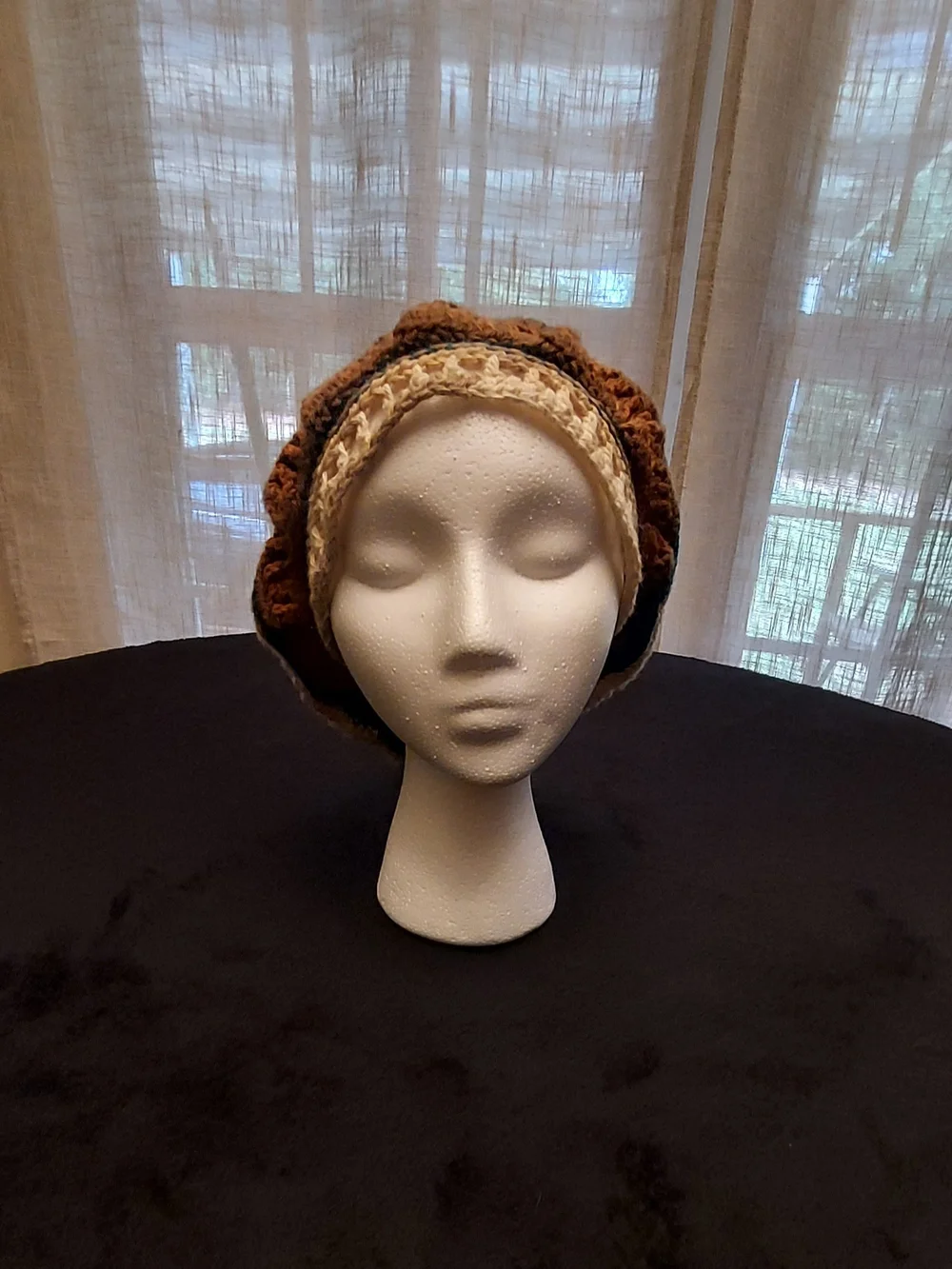 Crochet Bonnet Style Hat/Cap/Hair Covering